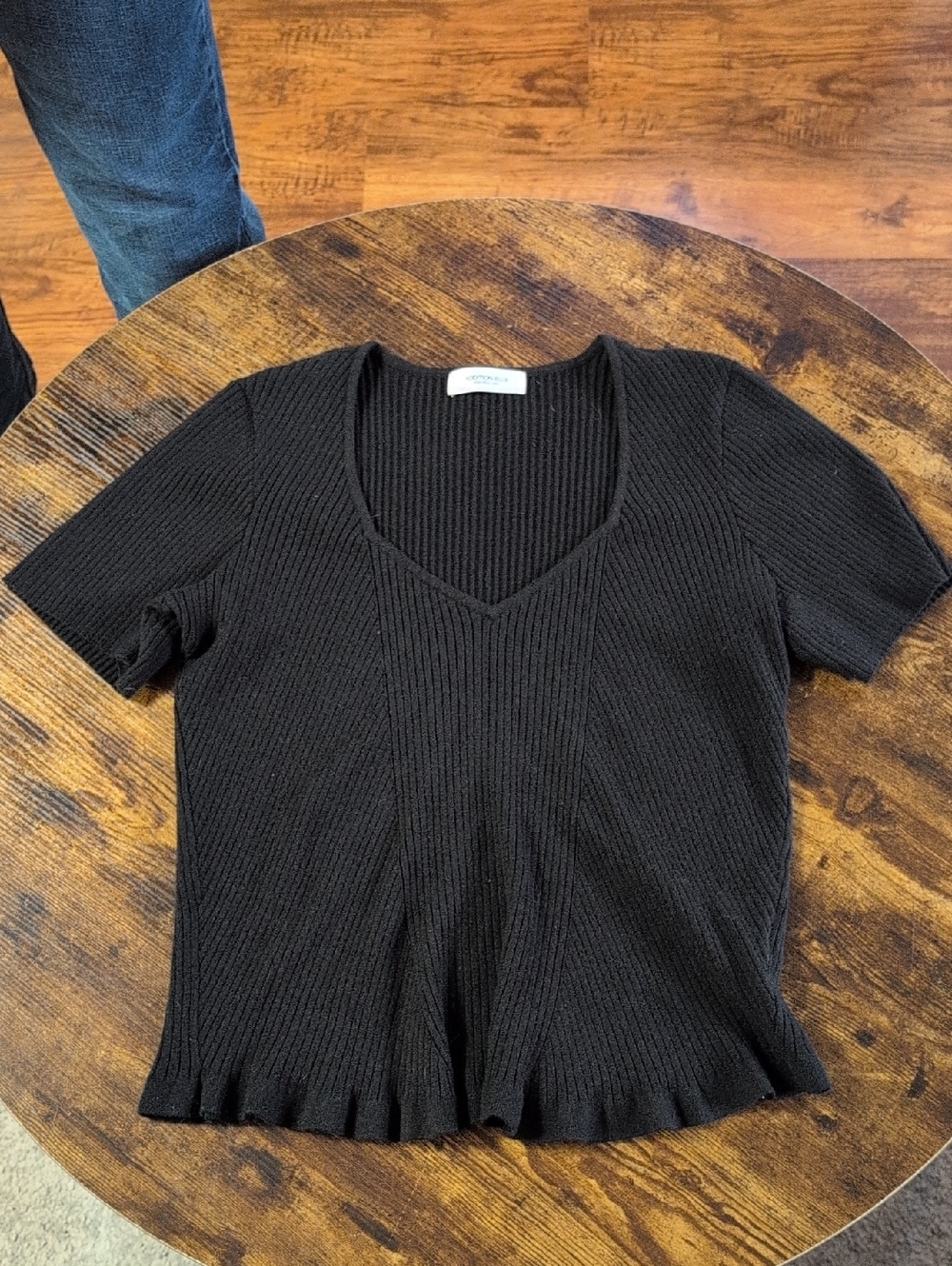 Addition Elle Womens Black Soft Knit Tee V Neck Size 2x